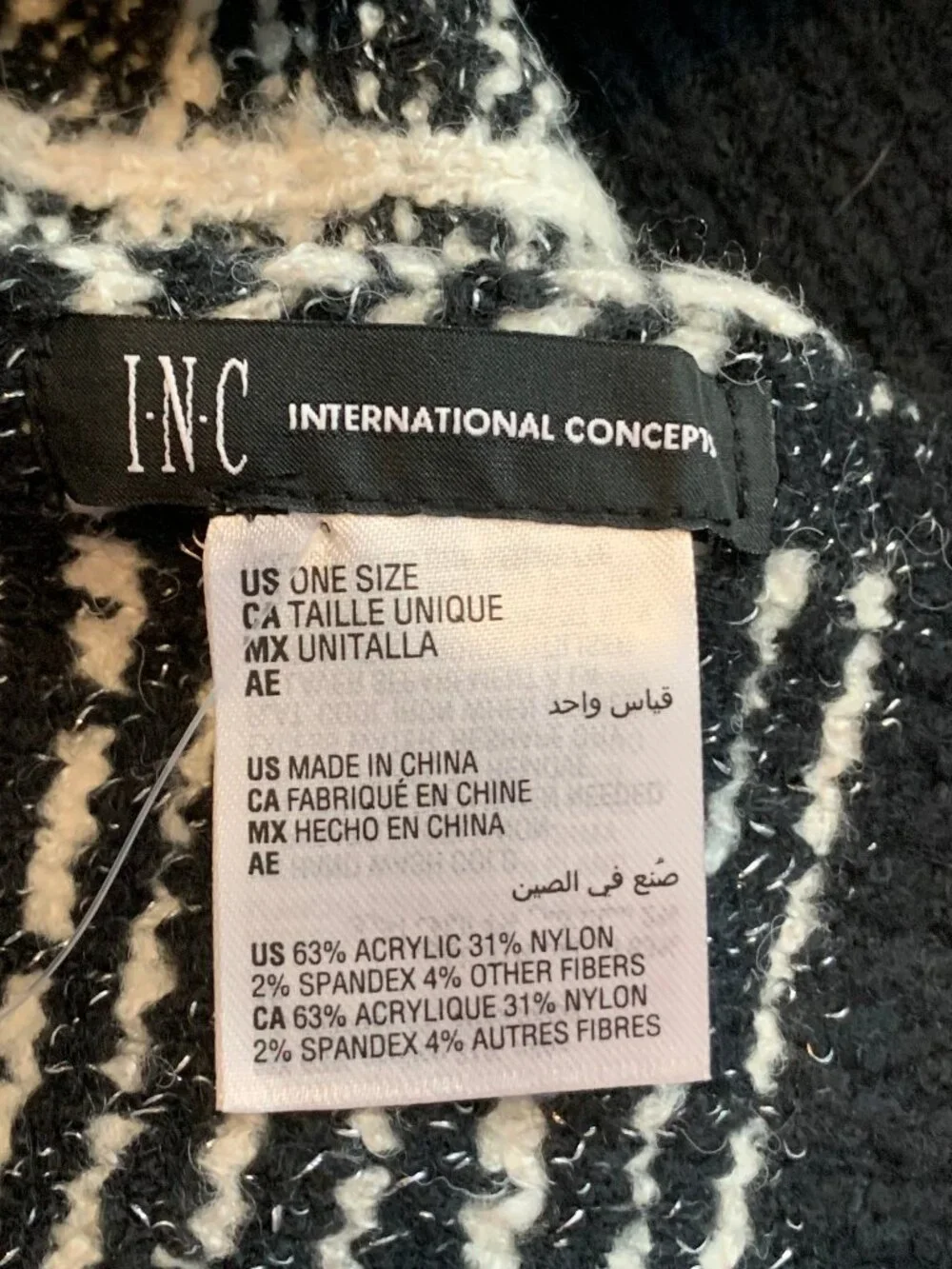 INC International Concepts Women's Tweed Knit Muffler Scarf, Black, One Size